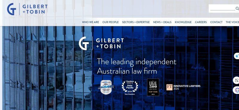 Gilbert + Tobin - Best Law firm website